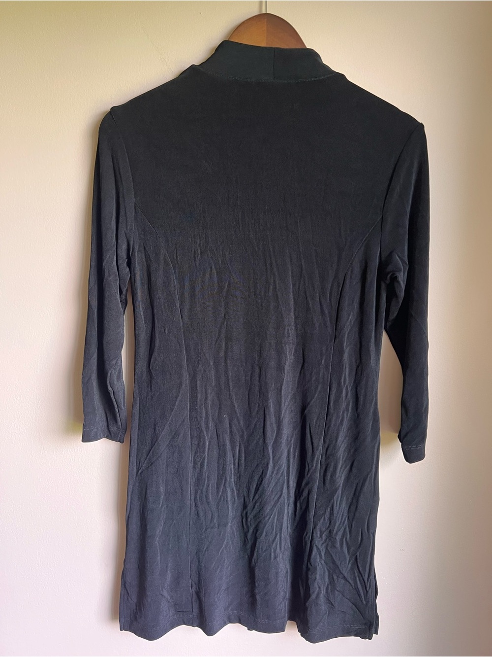 CHICOS Travelers Top Cardigan Sz 0 S Slinky Black Button V Neck Long 3/4 Sleeves - Picture 3 of 8